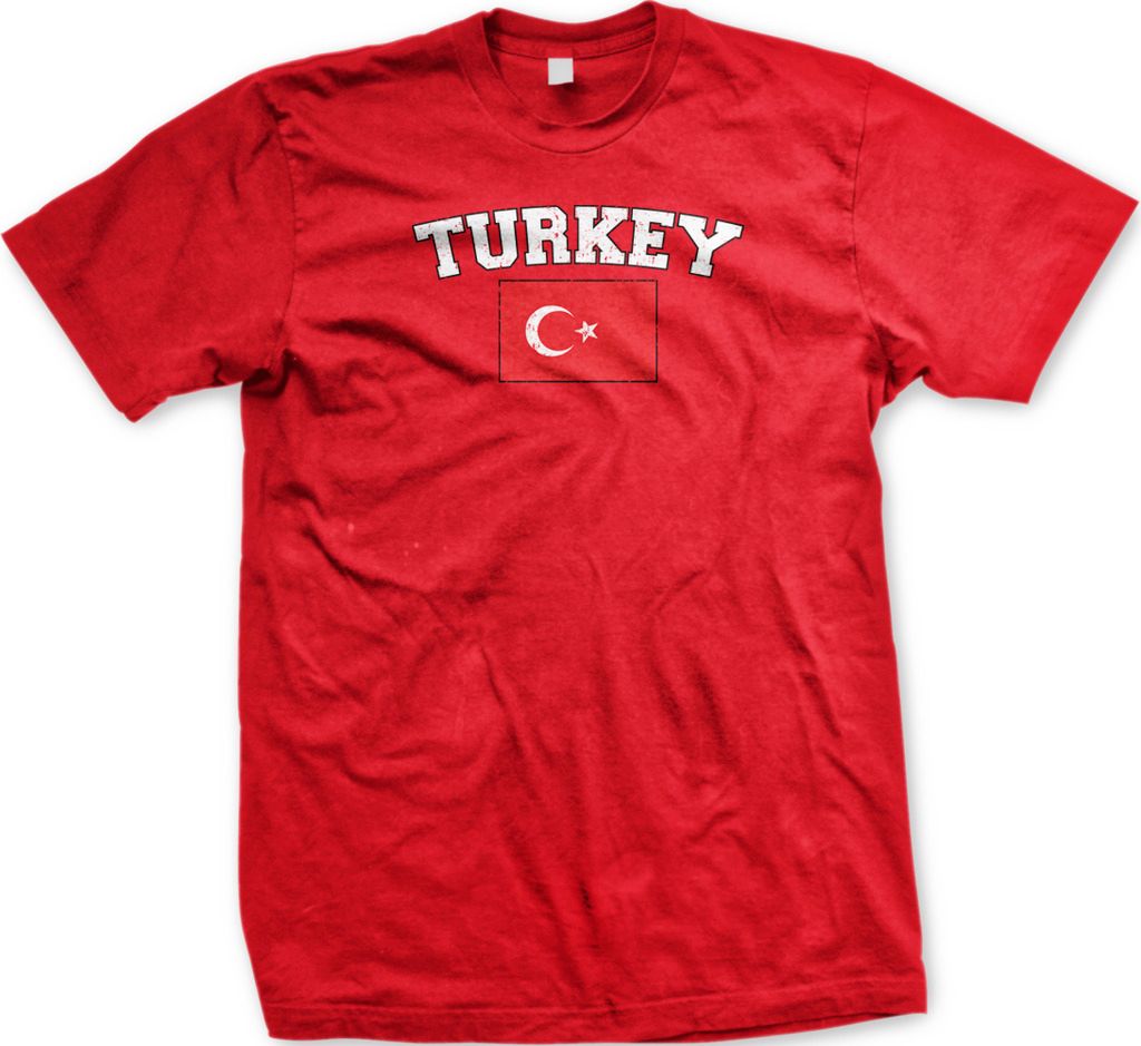 Turkey Country Flag Turkish Türkiye Pride Football Soccer Mens Tshirt